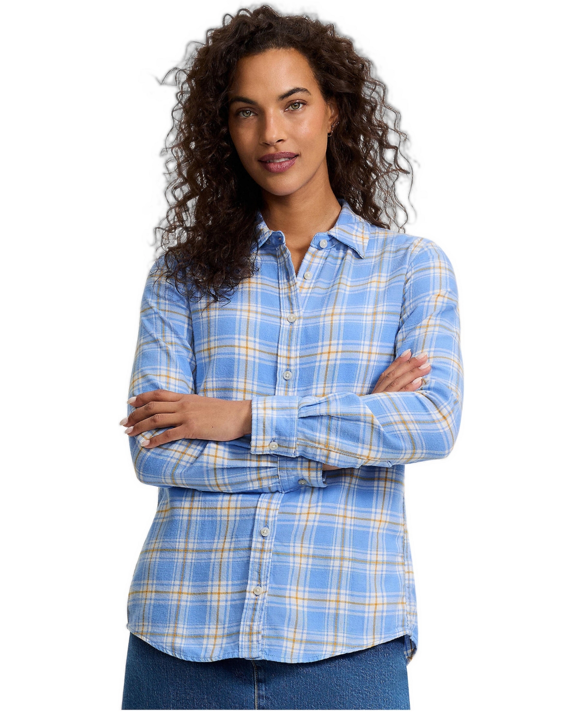 Lands' End Women's Flannel Boyfriend Long Sleeve Shirt
