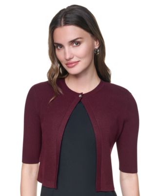 Women's Cropped Elbow Sleeve Snap Front Shrug