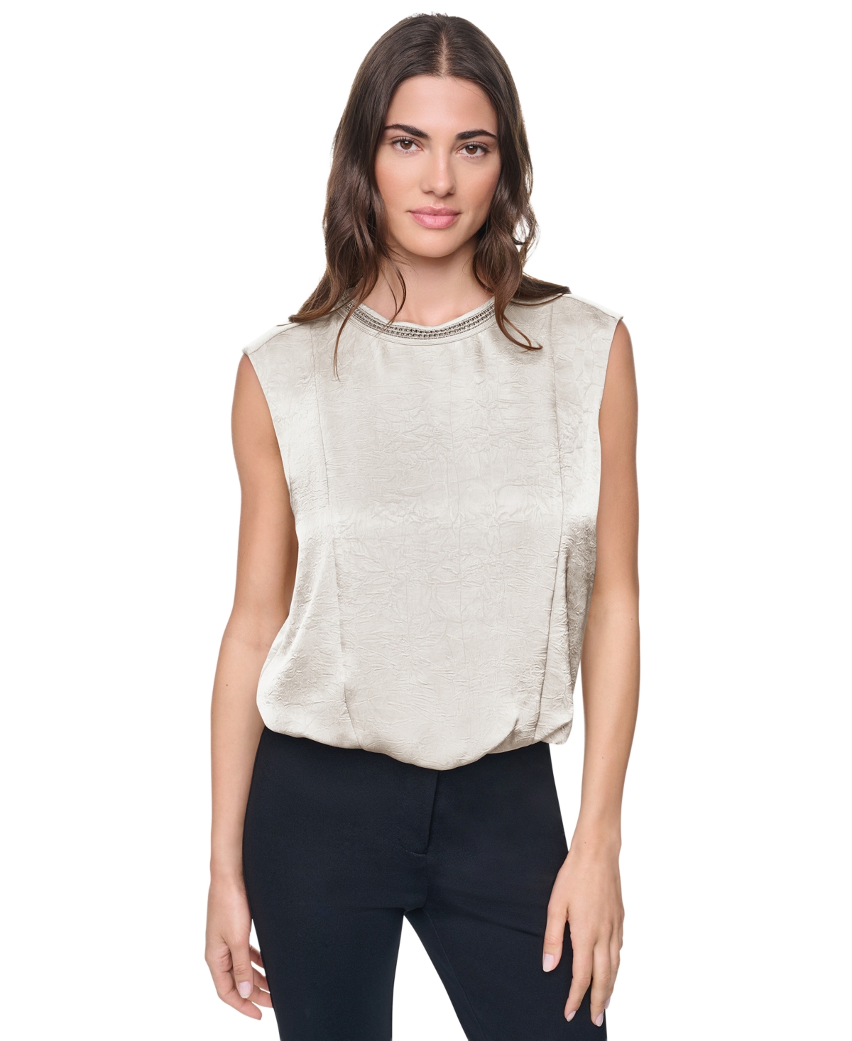 Dkny Women's Crinkle-Texture Chain-Neck Top