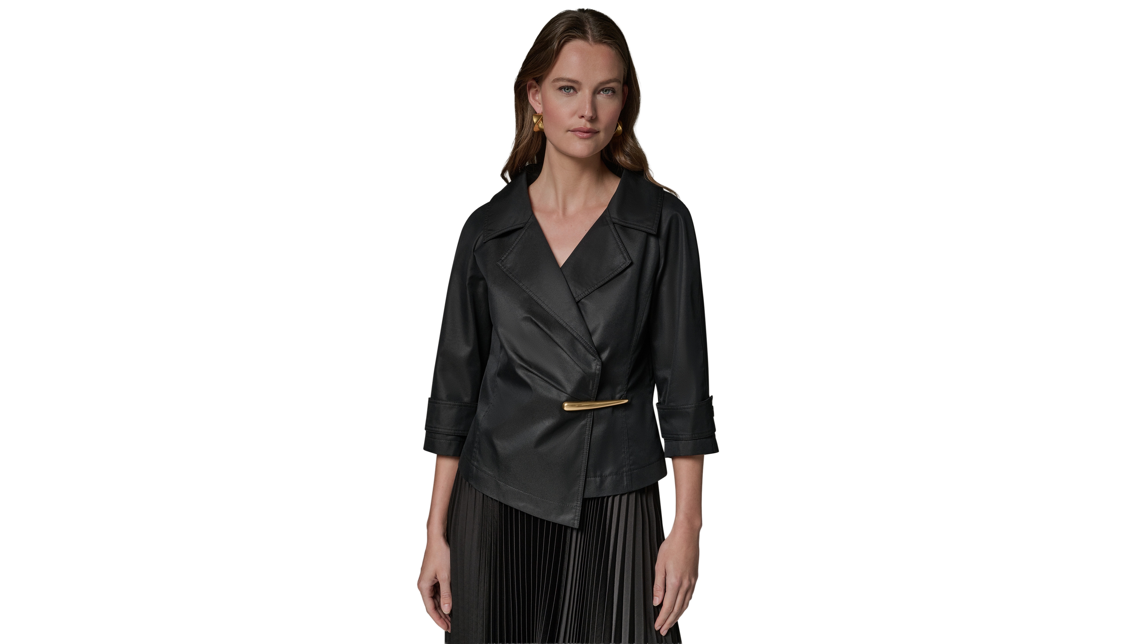 Donna Karan New York Women's Notch Lapel Bar Hardware Jacket