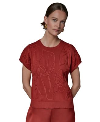 Women's Short-Sleeve Crewneck Cotton Sweater