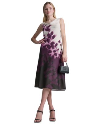 Women's Printed Sleeveless Cowl Neck Midi Dress