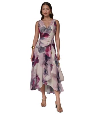 Petite Printed V-Neck High-Low Dress