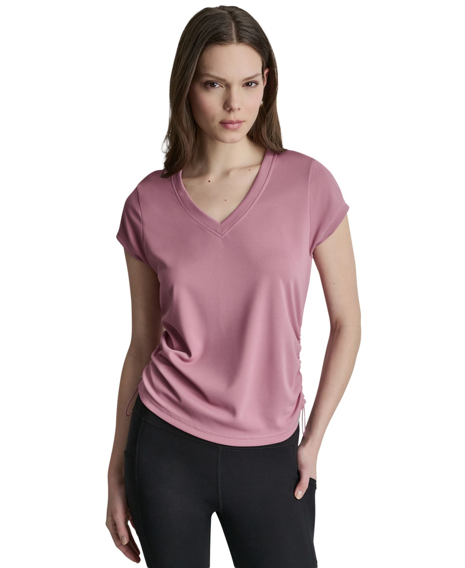 Women's Ruched Side Seams V-Neck Tech T-Shirt