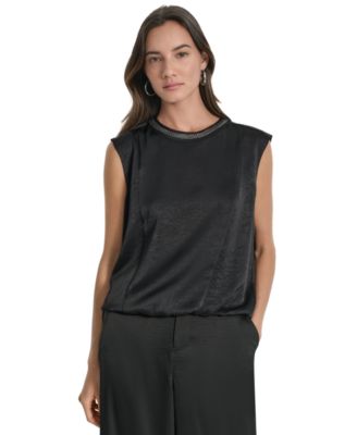 Women's Crinkle-Texture Chain-Neck Top