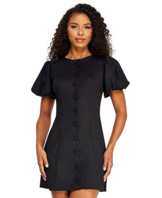 Juniors' Scallop Button-Front Mini Dress