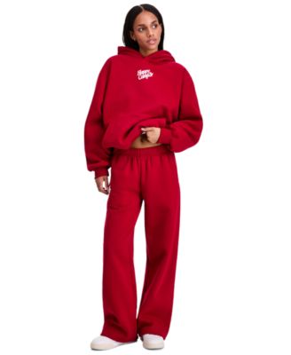 Juniors' Puff-Print Wide-Leg Sweatpants