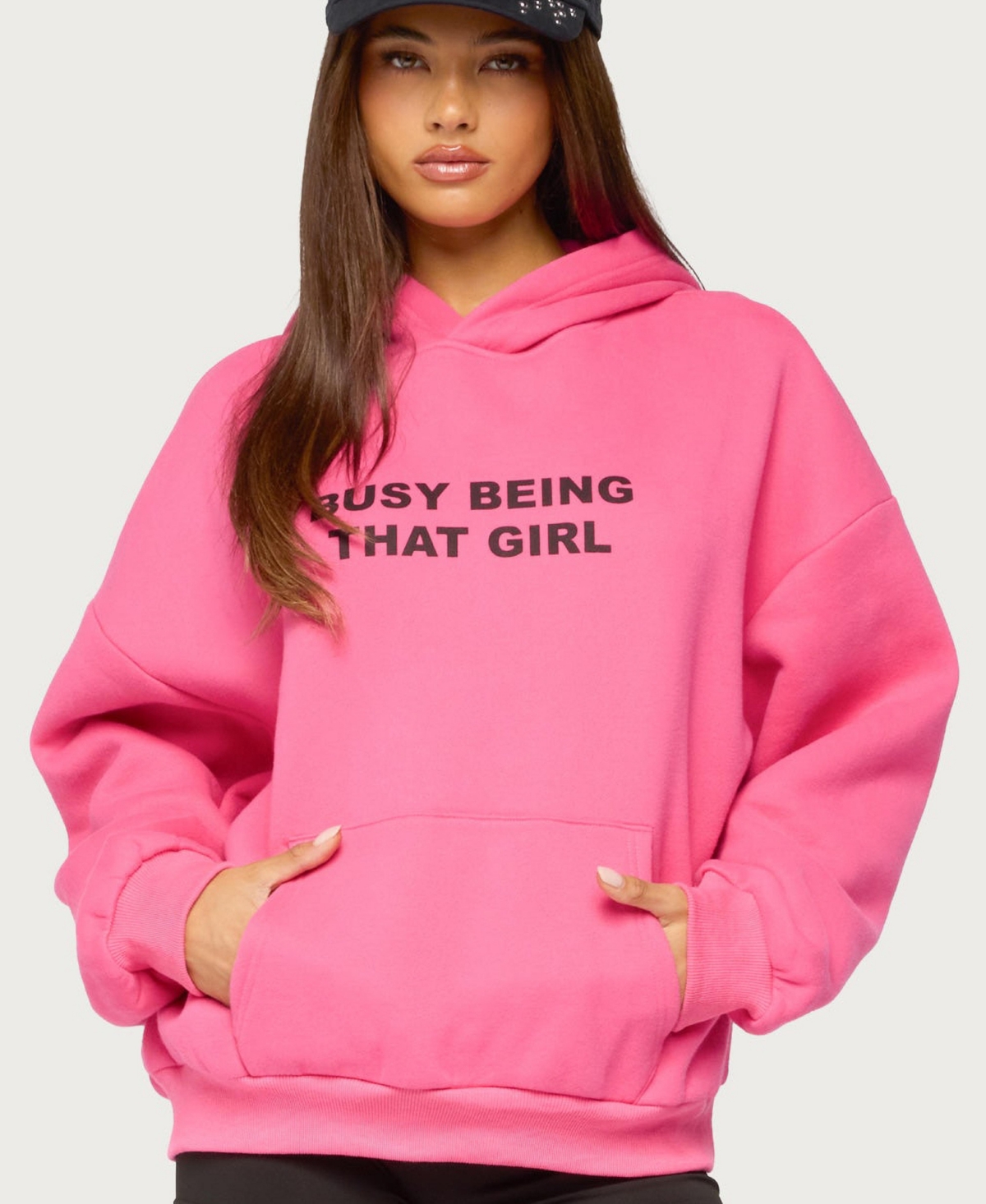 Edikted Women's Busy Girl Oversized Hoodie - Hot-pink