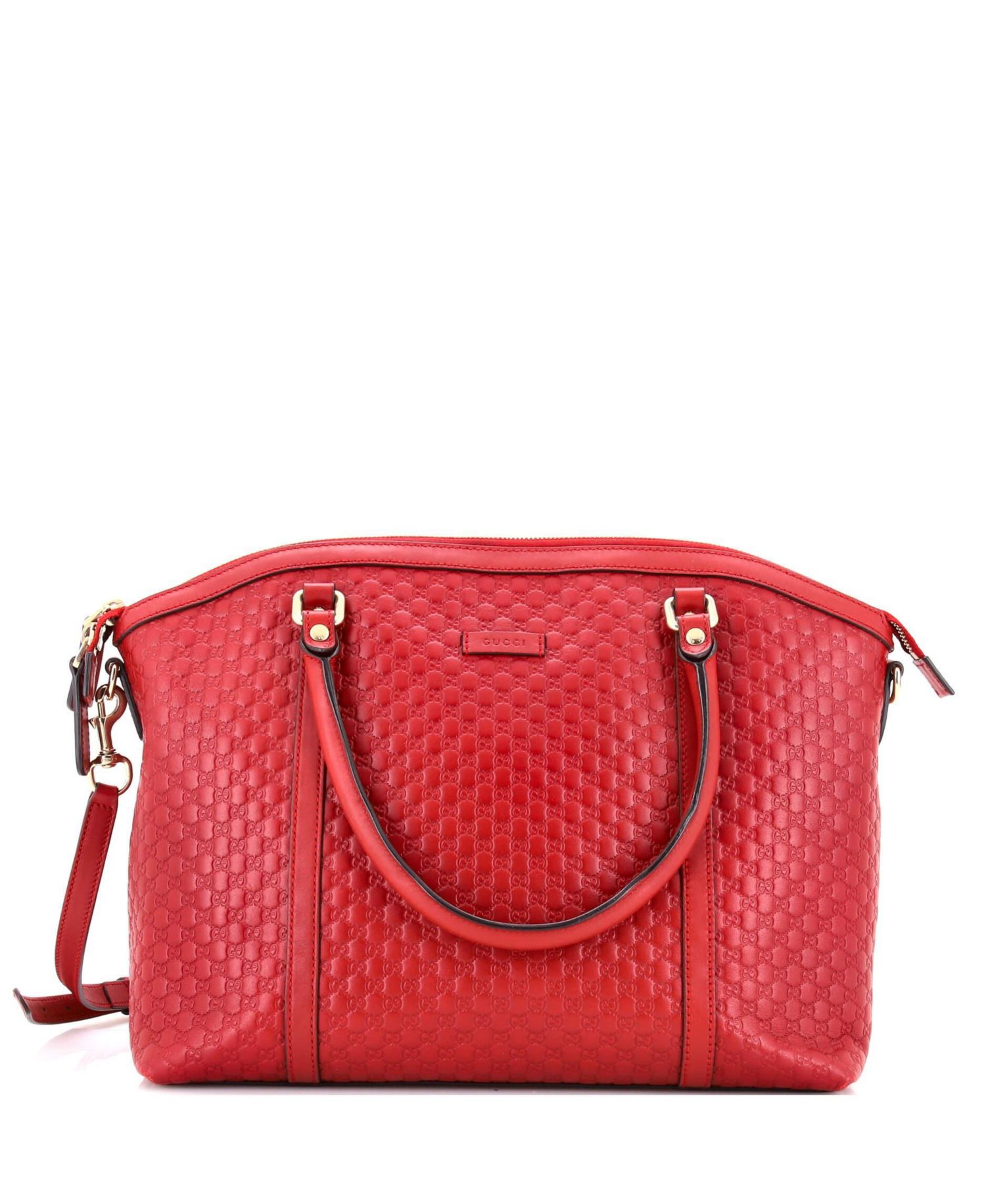 Medium Britt Convertible Dome Satchel Microguccissima Leather