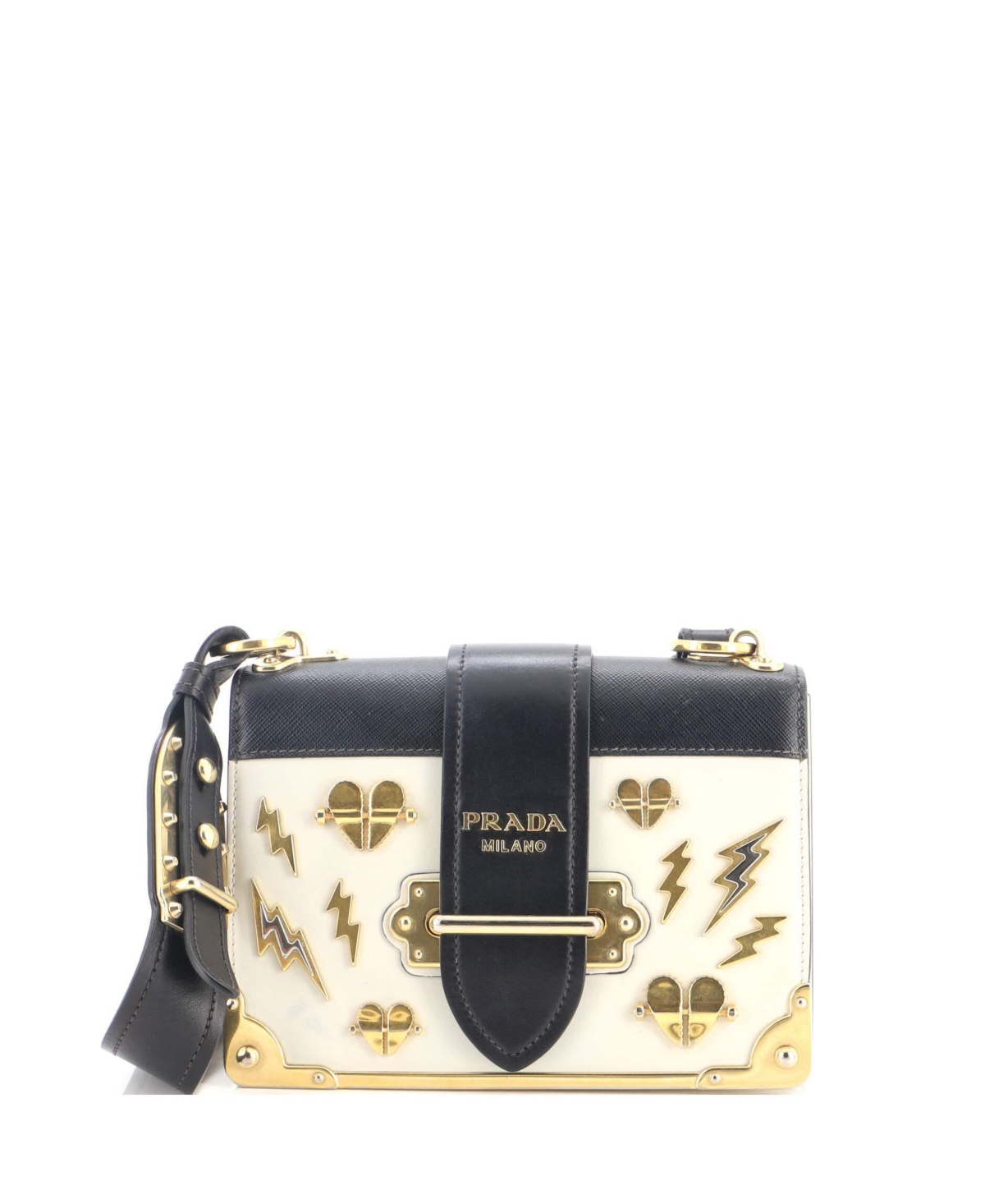 Pre-Owned Prada Small Cahier Crossbody Bag Embellished Leather