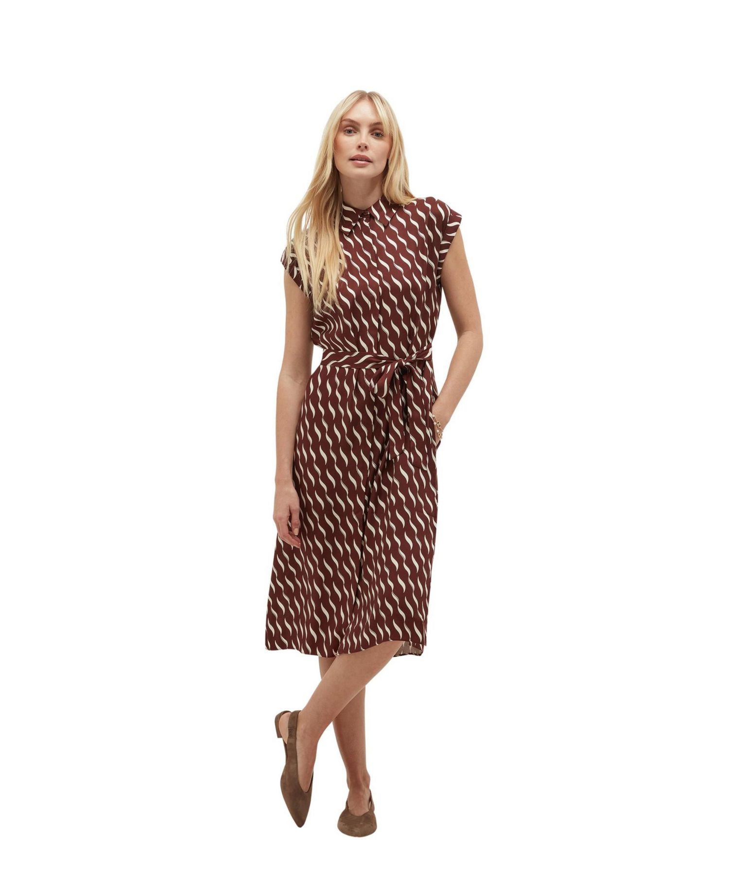 Women's Viviene Textured Tie Waist Midi Dress