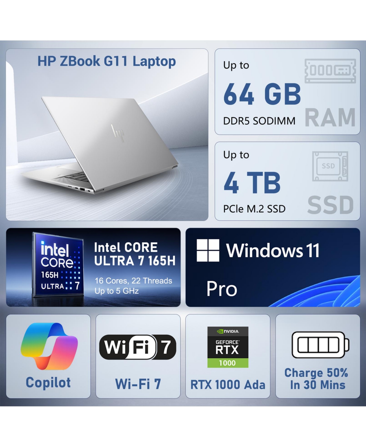 Hp ZBook Studio G11 16" Intel Core Ultra 7 165H, Rtx 1000 Ada, Windows 11 Pro Laptop