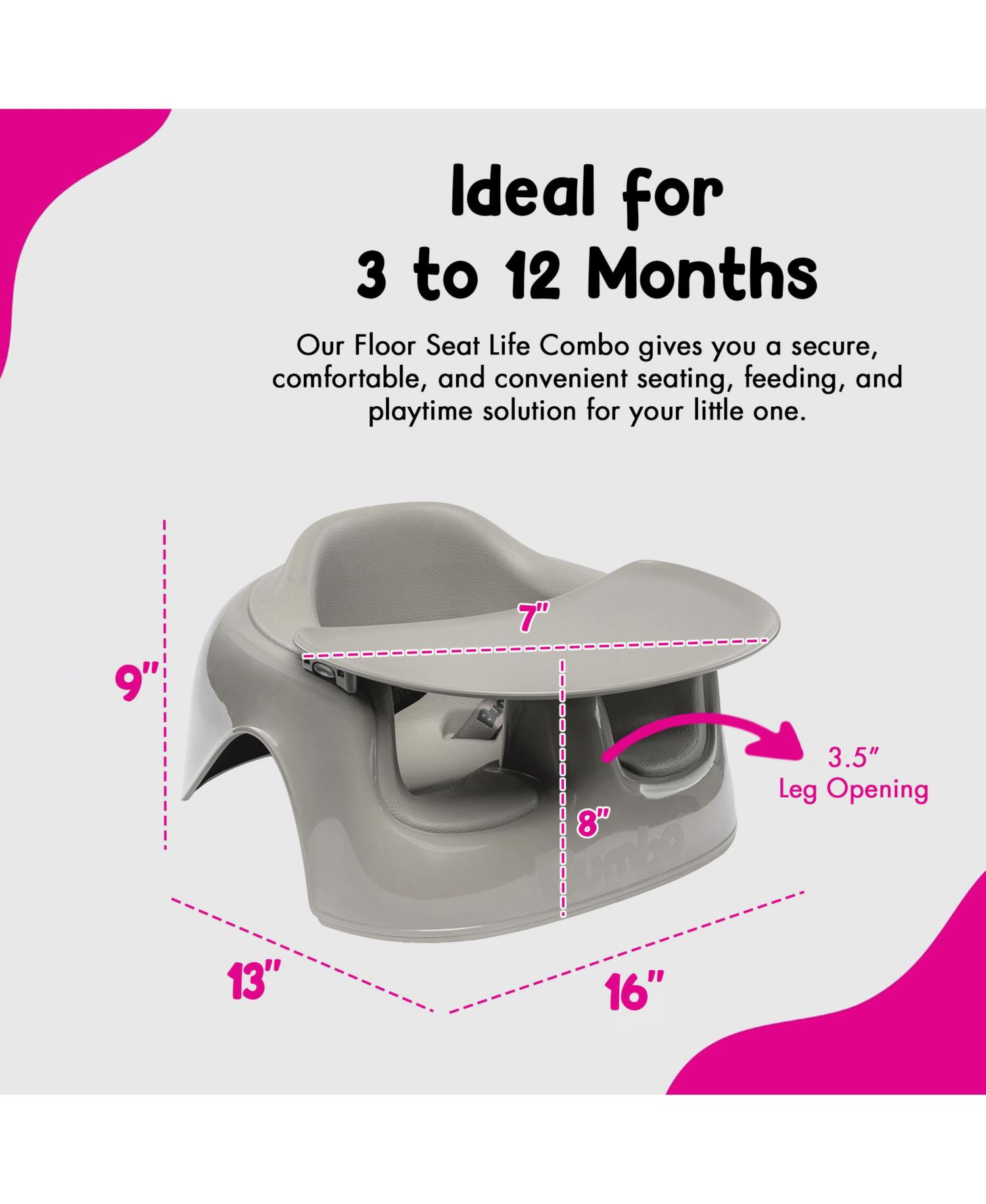 Ages 3-12 Months Floor Seat Lite Portable Baby Chair with Removable Tray