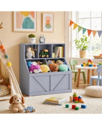 Kids Bookshelf and Toy Storage Organizer, 36" Tall Engineered Wood with Multi Shelf Cabinet and Storage Bins, for Playroom Bedroom Nursery