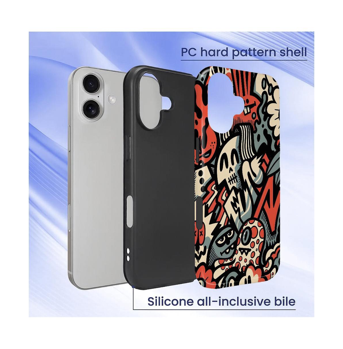 Lisen Phone Case Compatible with Apple iPhone 17, 2-Layer Durable, Skull Riot