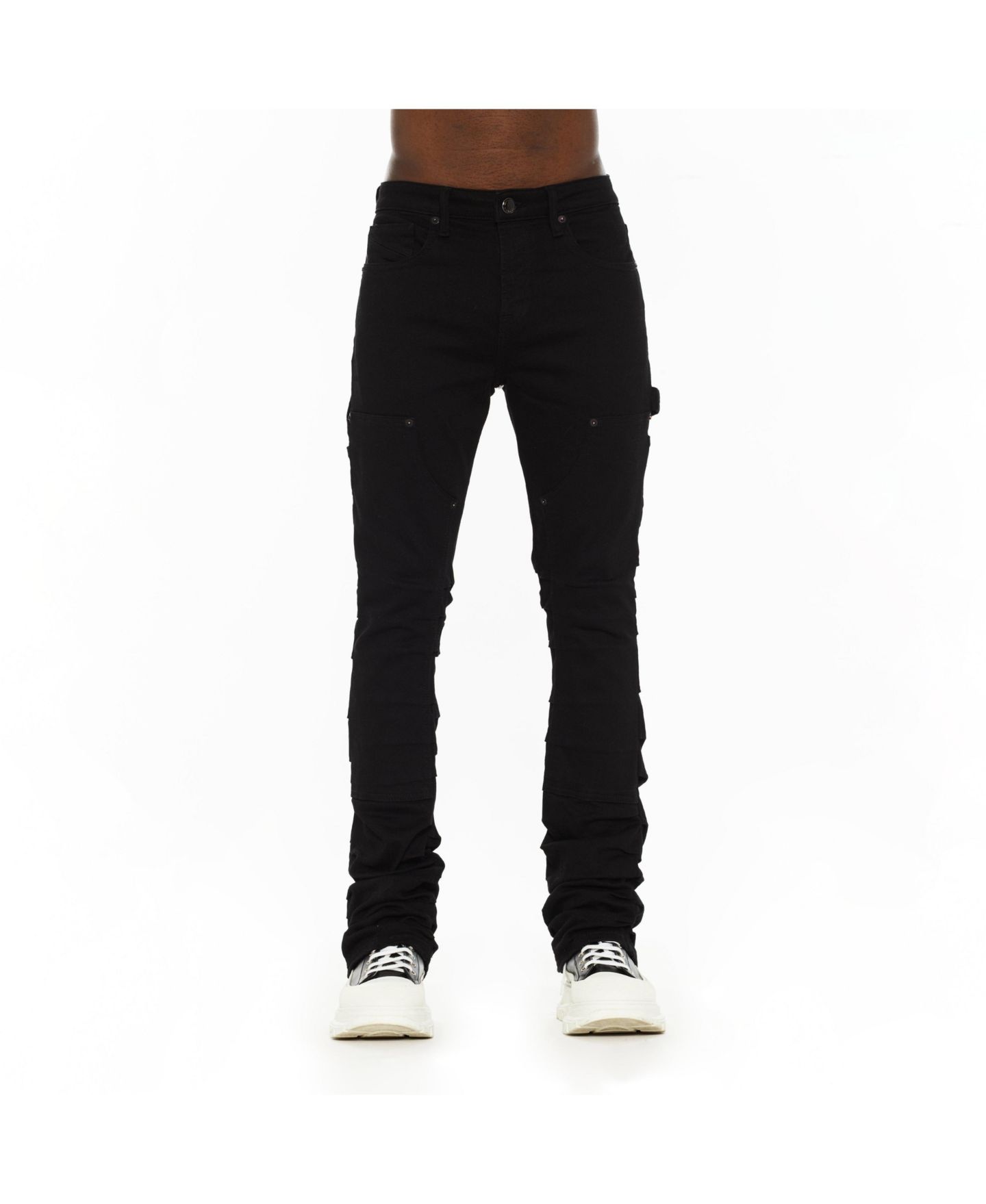 Мужские джинсы Hvman Chosen To Prevail x Cult Mars Loose-Fit Bootcut Cargo Denim Jeans, цвет: Чёрный — фото 1
