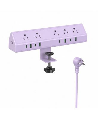 45W Fast Charging Desk Clamp Mount Surge Protector for USB-C and USB-A Devices