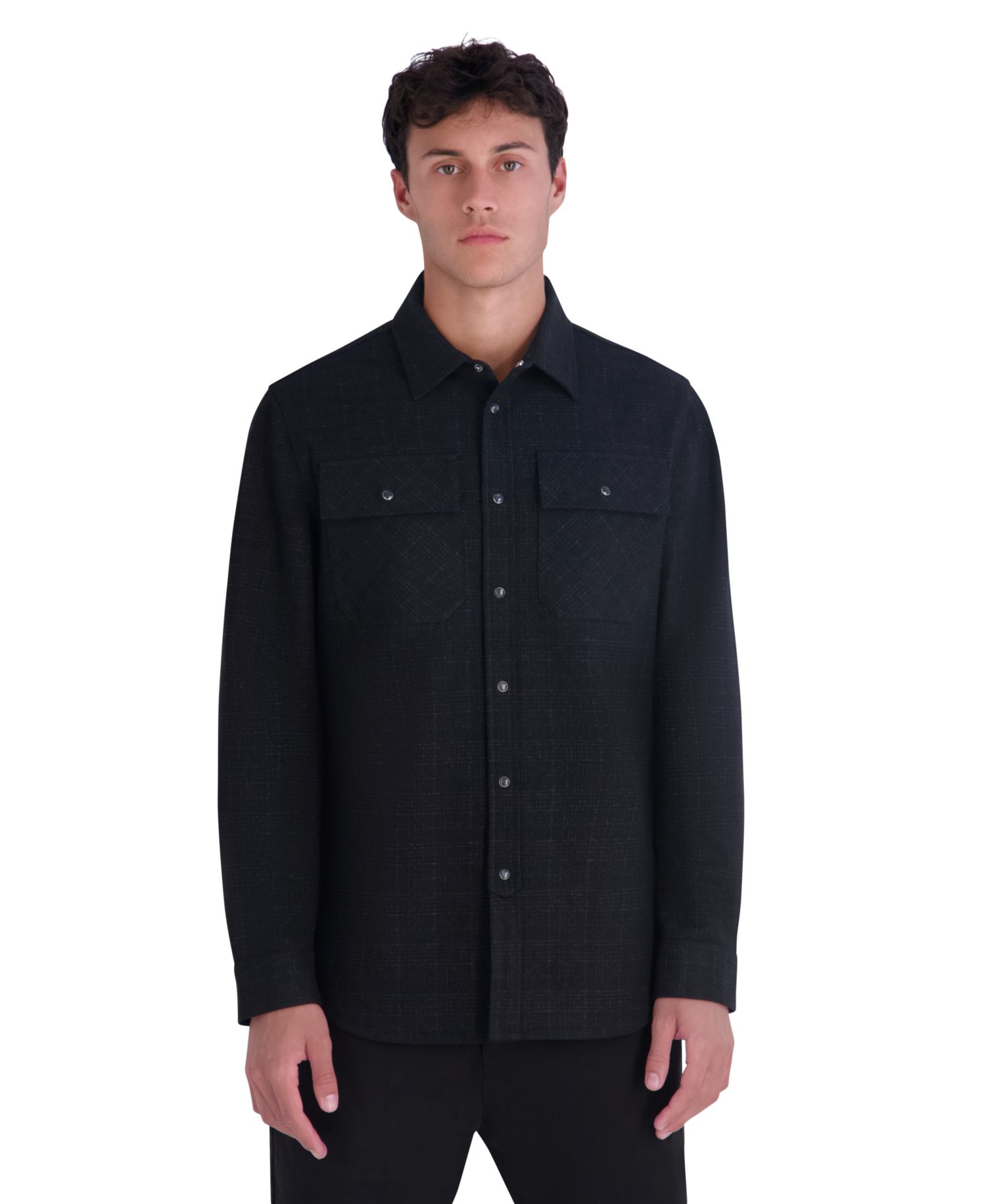 Men's Ponte Plaid Shirt Jacket