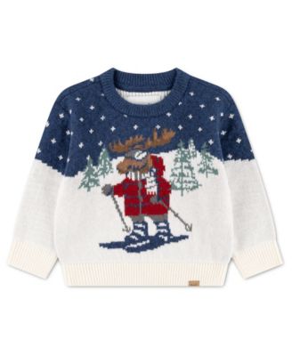 Boys' 12M-5T Moose Jacquard Long-Sleeve Sweater