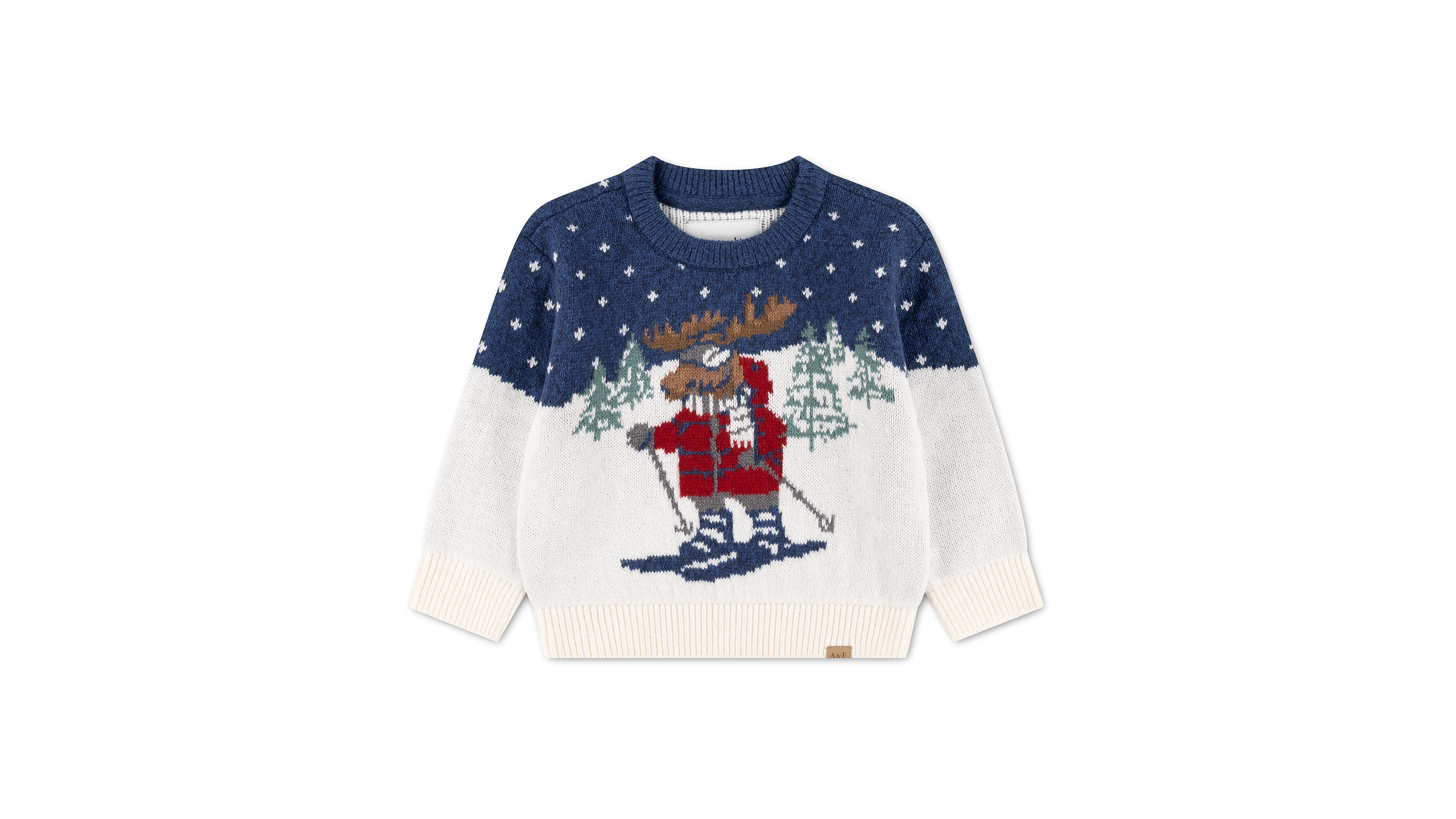Abercrombie Kids Men's Moose Jacquard Long-Sleeve Sweater