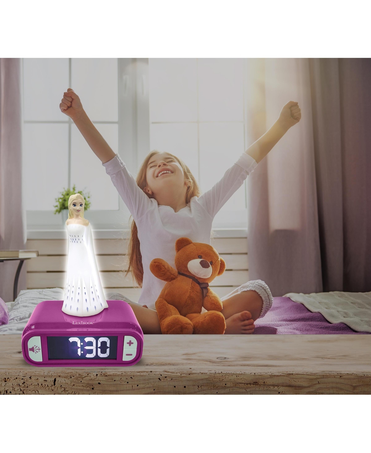 Disney Frozen Elsa 7.2" Digital Night Light Snooze Alarm Clock