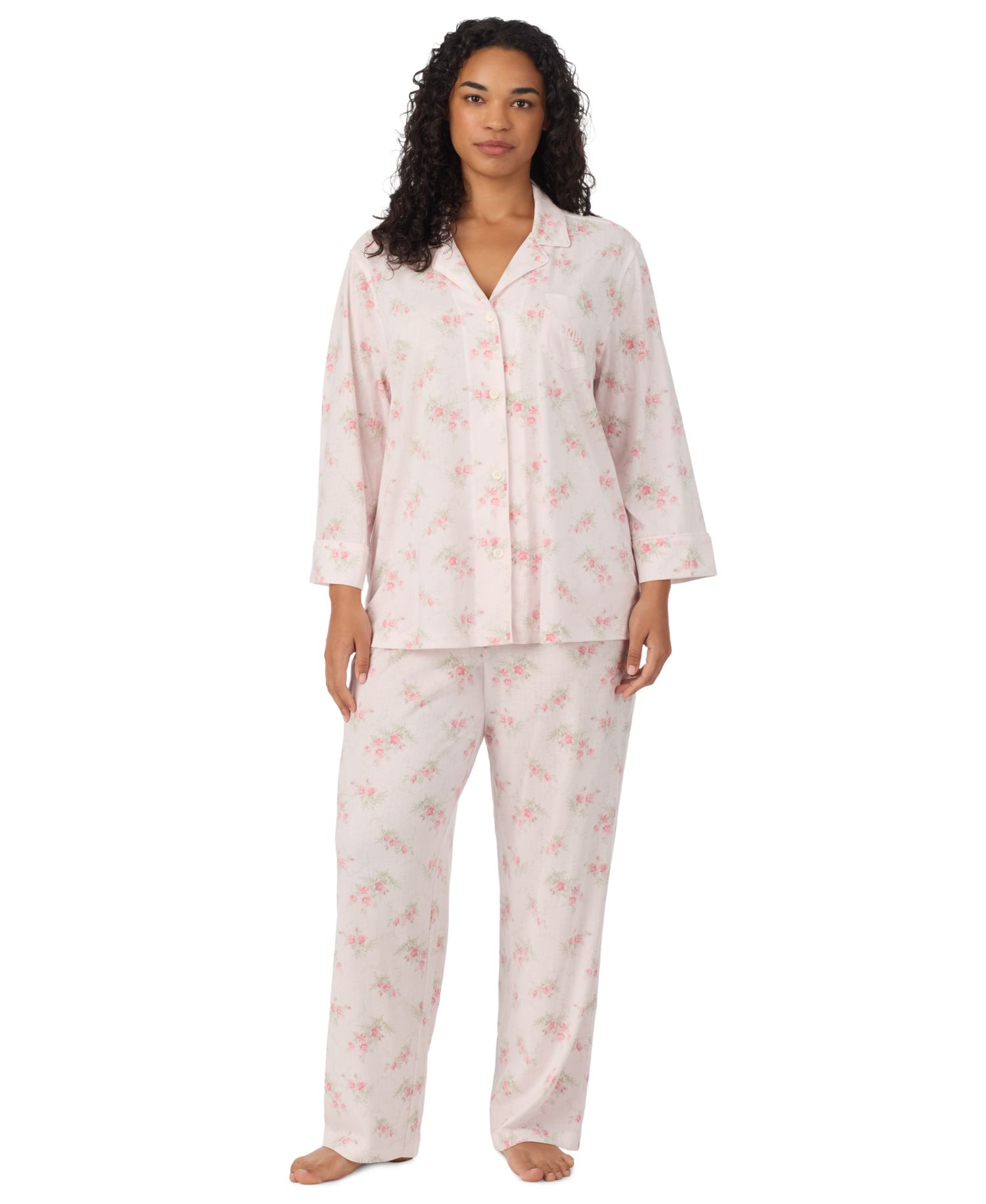 Women's Plus Size 3/4-Sleeve Pajama Set