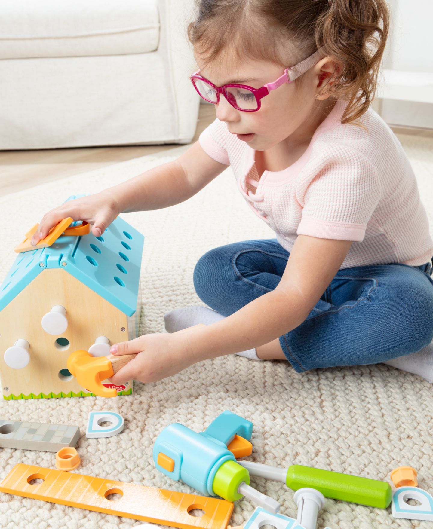 Детские конструкторы Melissa and Doug Build A House Toolbox 51-Piece Wooden Toy Set, Ages 3+ — фото 6