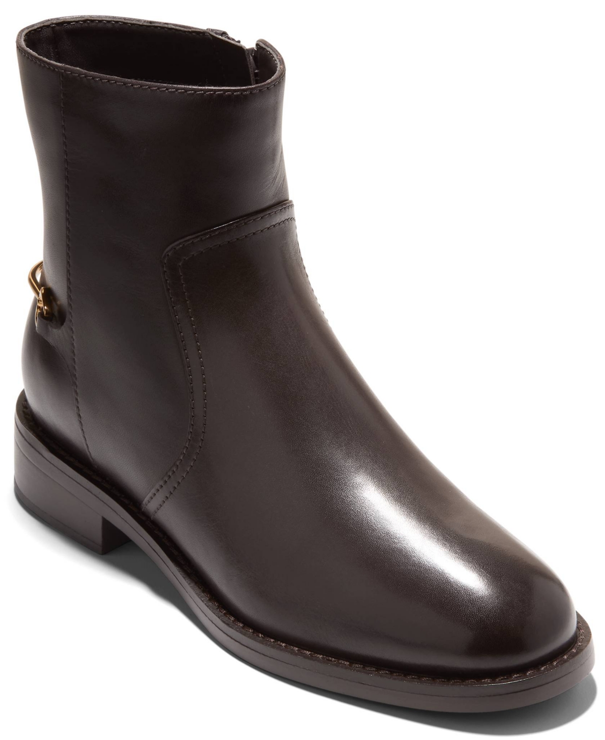 Cole Haan Women's Prue Bit Round Toe Booties - Dark Chocolate Leather