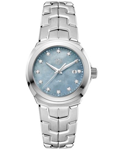 TAG Heuer Women's Swiss LINK Diamond (1/10 ct. t.w.) Stainless Steel Bracelet Watch 32mm WBC1313.BA0600
