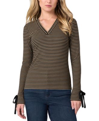 Petite Long-Sleeve V-Neck Flared-Sleeve Blouse