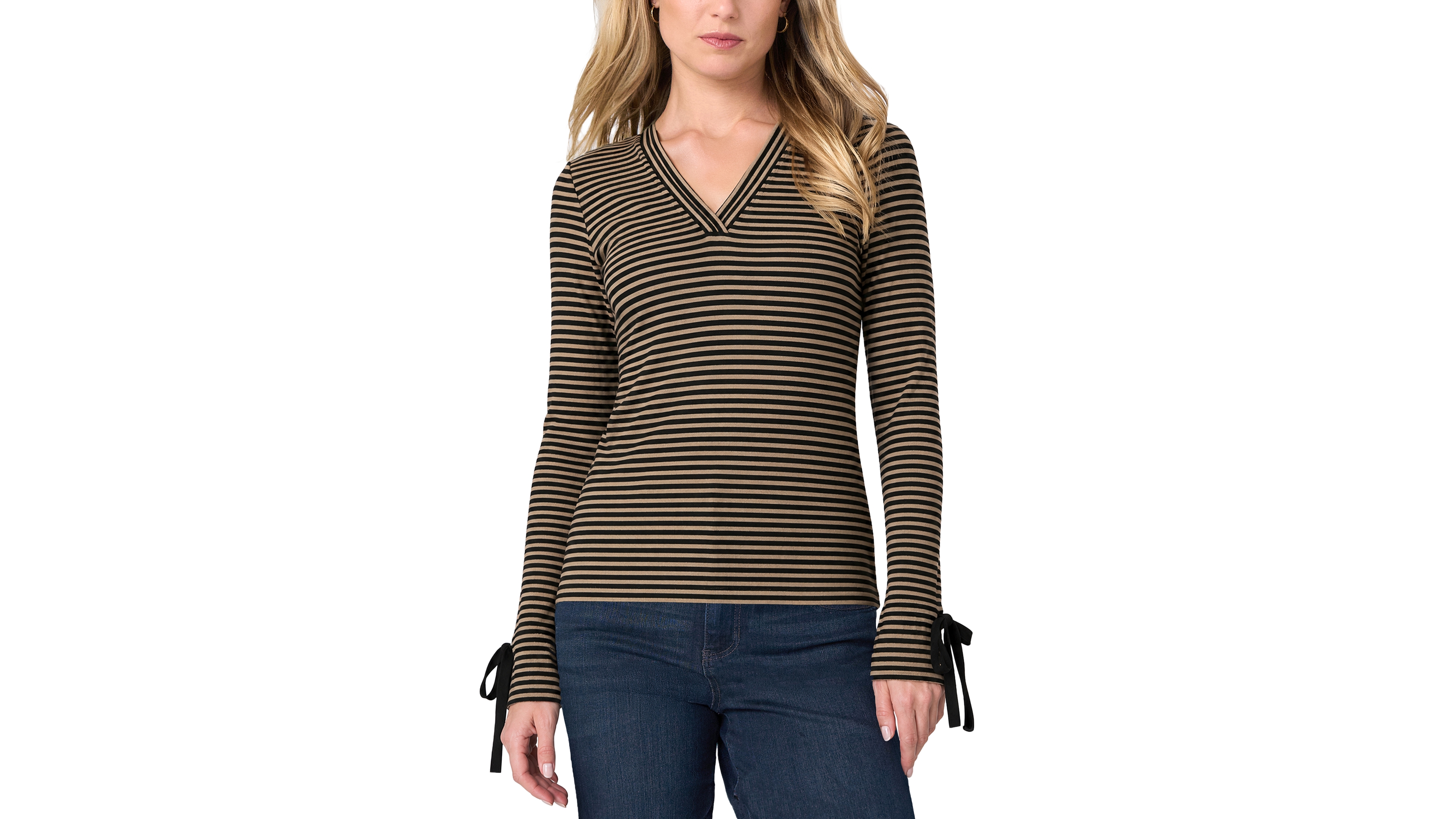 Liverpool Los Angeles Petite Long-Sleeve V-Neck Flared-Sleeve Blouse