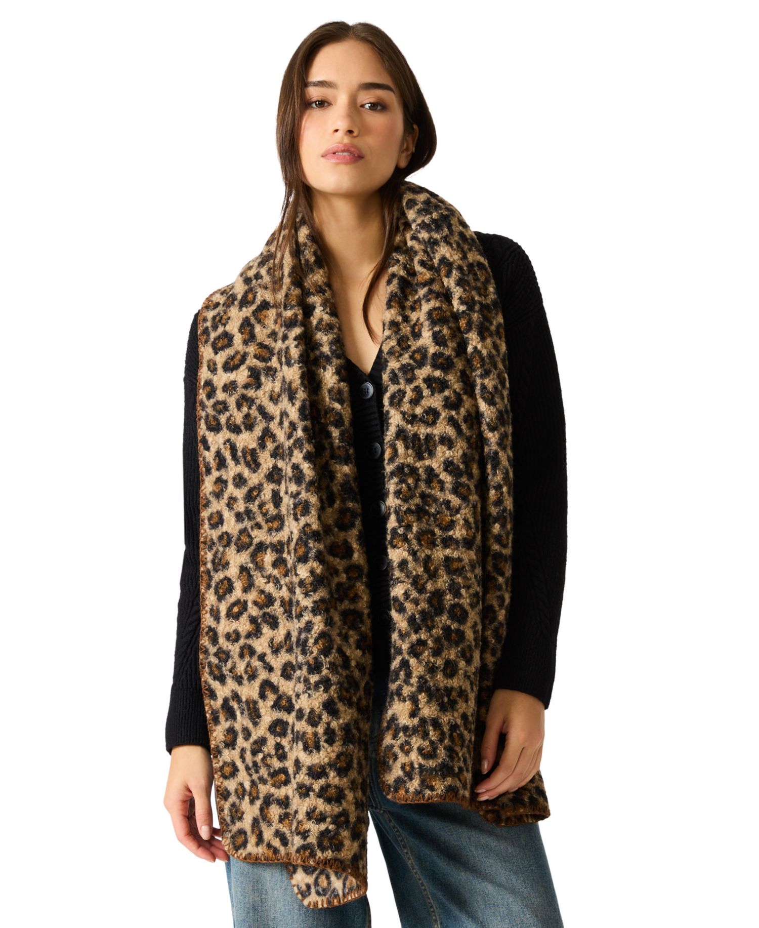 Animal Print Sherpa Scarf
