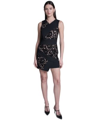 Women's Lace Crepe Combo Mini Dress