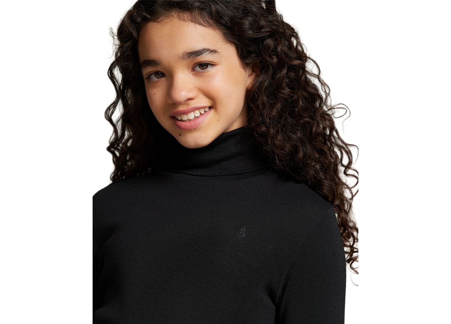 Girls' 4-16 Long-Sleeve Ribbed Cotton-Blend Turtleneck