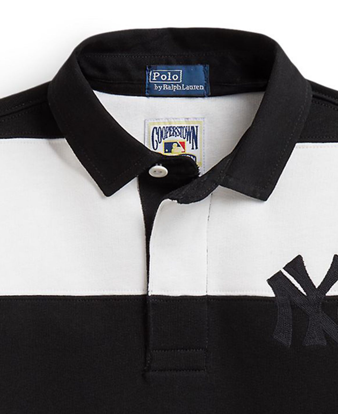 Поло Polo Ralph Lauren New York Yankees Long-Sleeve Rugby Polo для девочек, цвет: Белый / Чёрный — фото 3