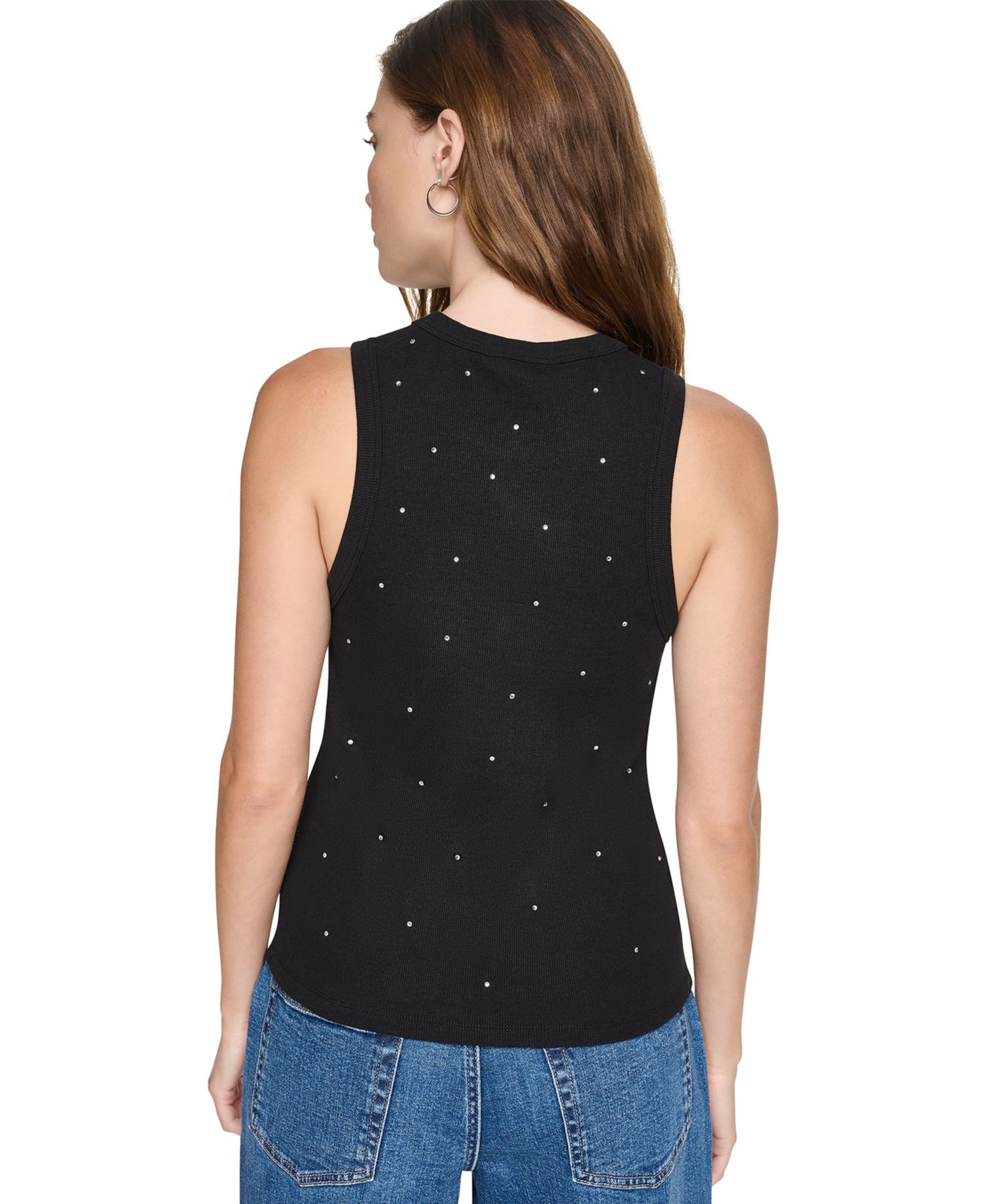 Women's Rhinestones Ribbed Tank Top
