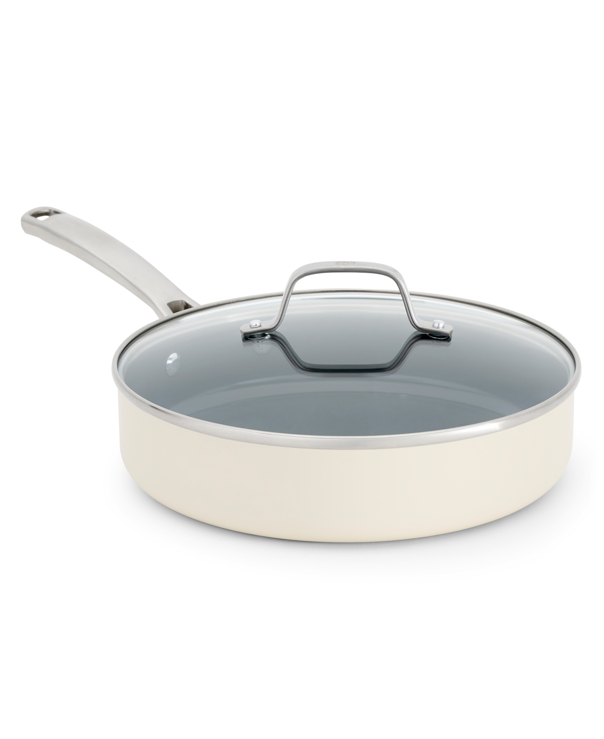 Calphalon Ceramic 3-quart Saute Pan With Lid In Ivory