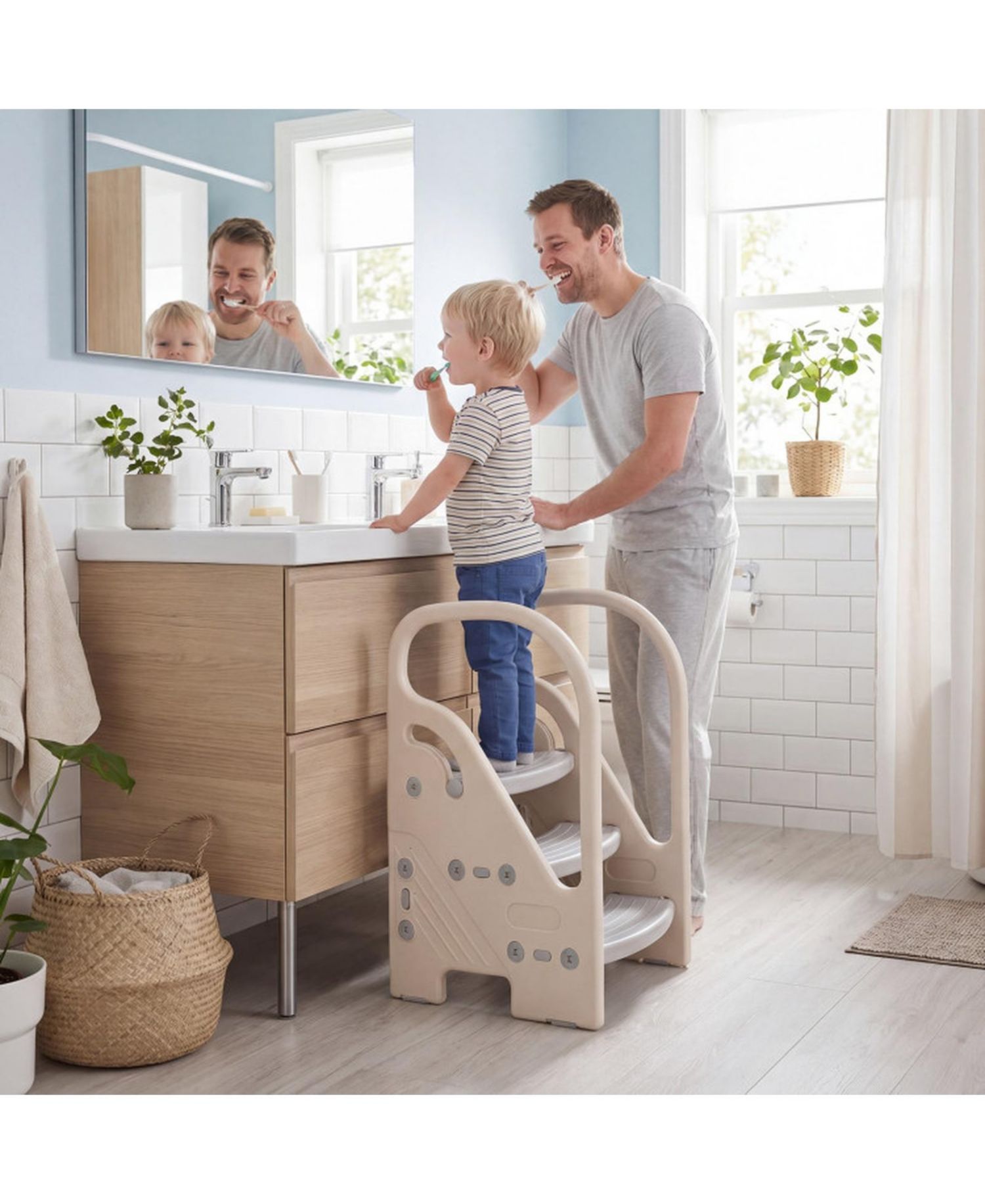 Adjustable 3-Step Kids Helper Stool with Safety Handles