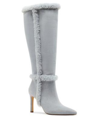 Women's Pine Faux-Fur Trim Tall Stiletto Dress Boots