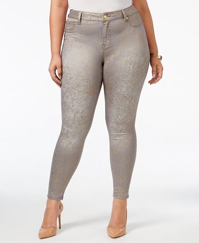 Celebrity Pink Trendy Plus Size Metallic-Print Skinny Jeans