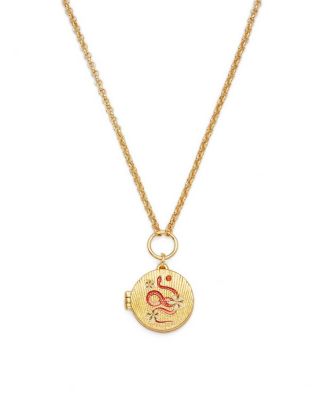Snake and Blossom Locket Necklace in Gold