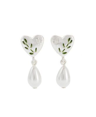 Niva Mistletoe and Pearl Earrings in Silver