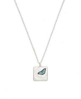 Butterfly and Moon Necklace in Silver