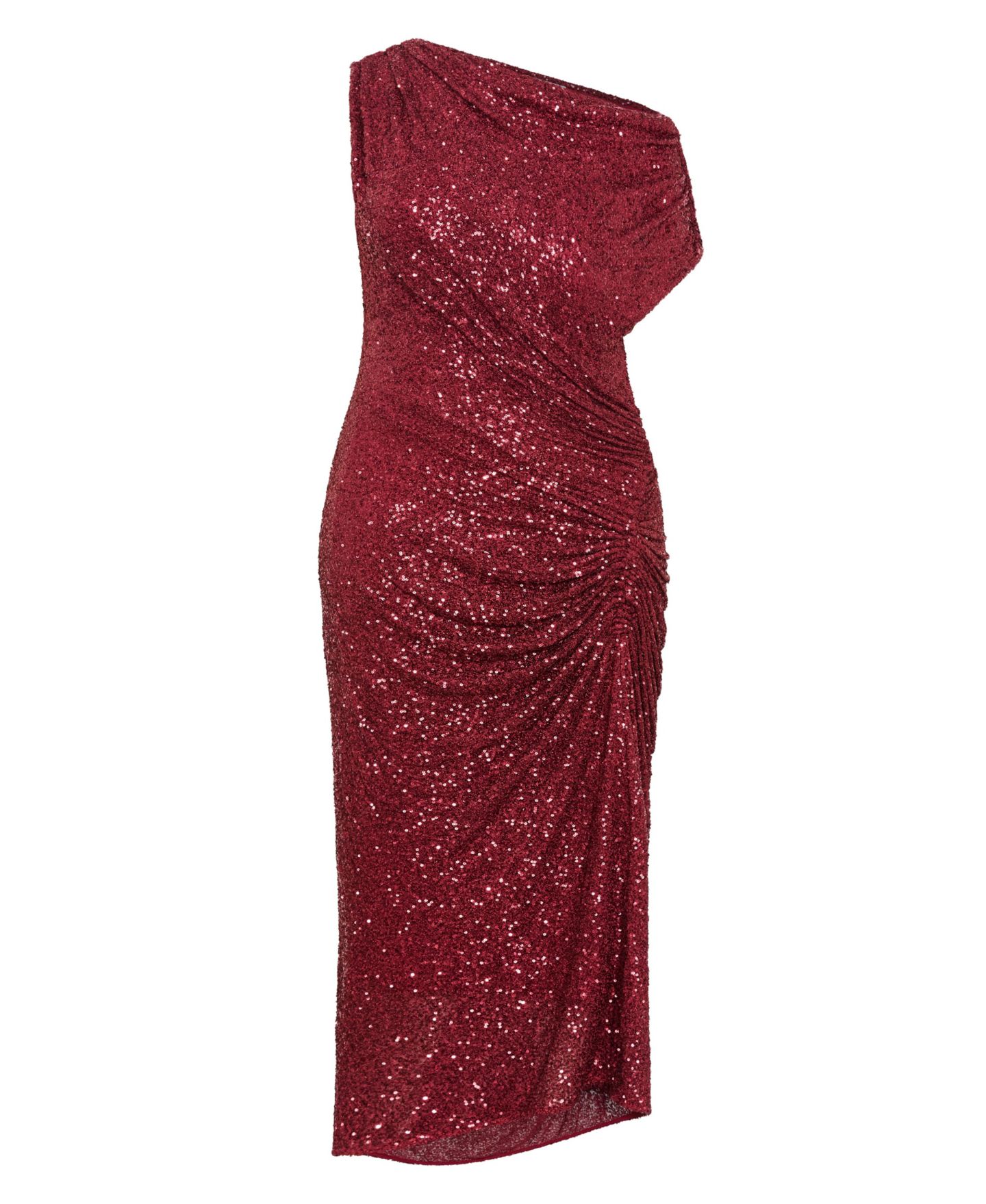 Женское платье CITY CHIC Sequin Star Off Shoulder Maxi, цвет: Ягодный — фото 4