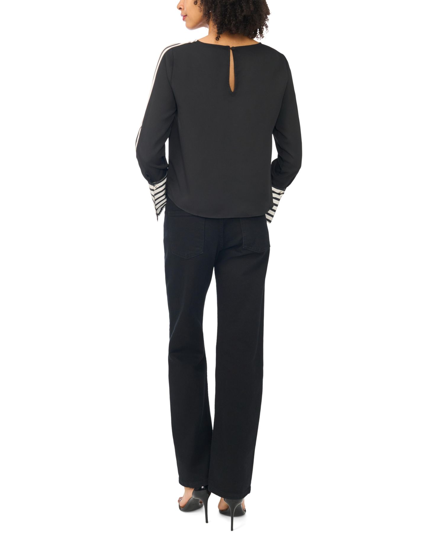 Women's Contrast-Trim Long-Sleeve Top