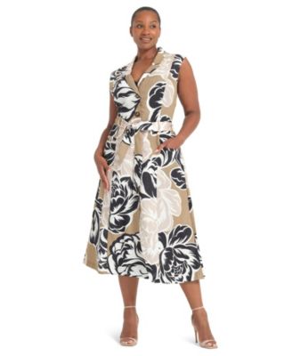 Women's Johanna Floral Linen Belted Midi Dress