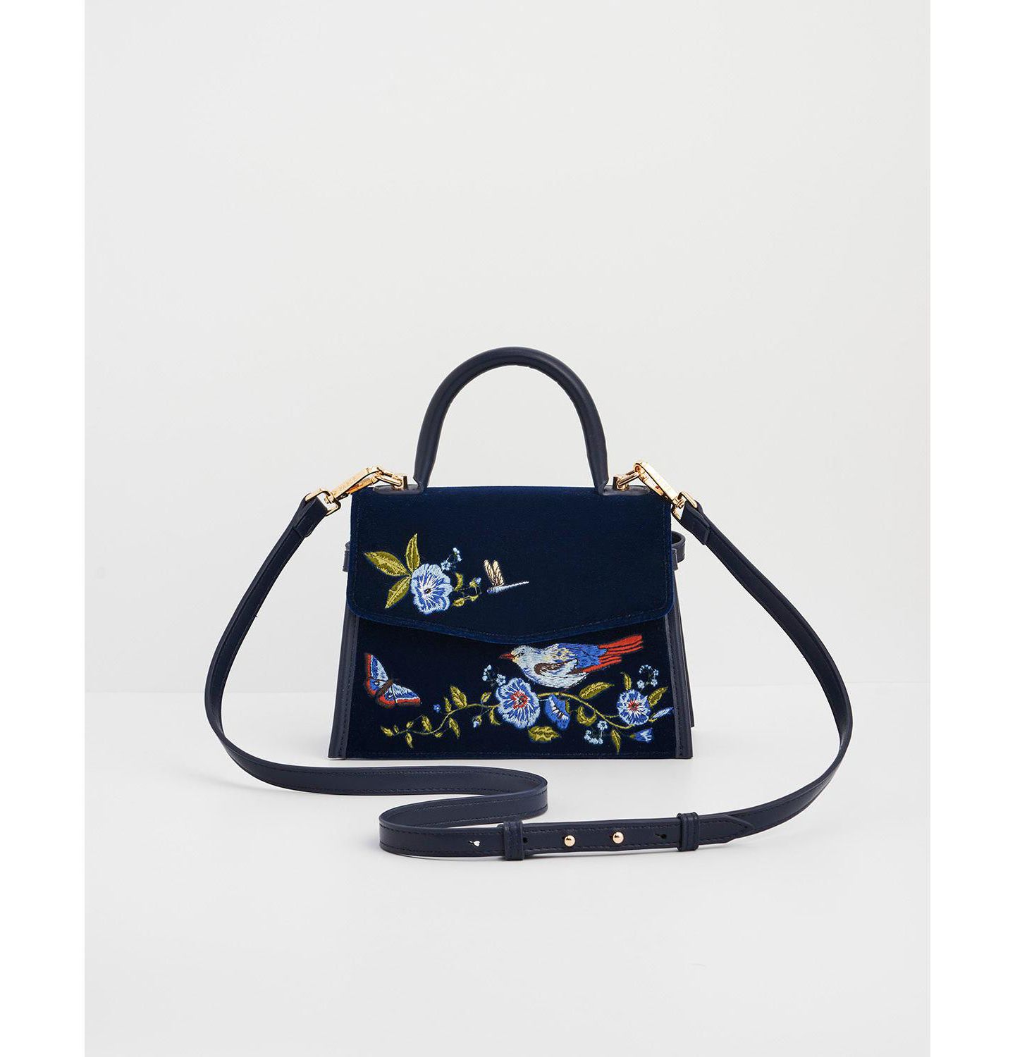 Женская сумка Fable England Eliza Nightingale Embroidered Top Handle, цвет: Тёмно-синий — фото 4