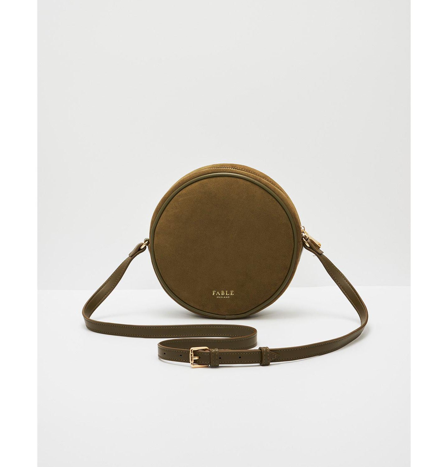 Женская сумка Fable England Chloe Hedgehog Embroidered Faux Suede Circle, цвет: Хаки — фото 4