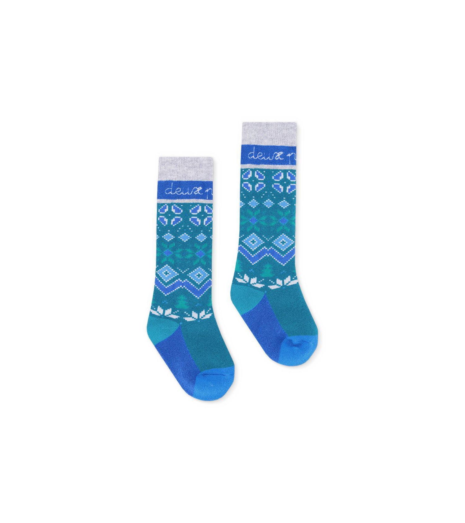 Boys' 4-20 Merino Wool-Blend Fair Isle Mid-Calf Ski Socks
