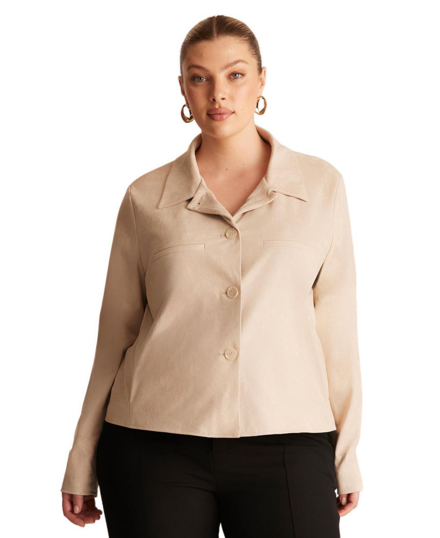 Plus Size Rowan Stretch Faux-Suede Jacket